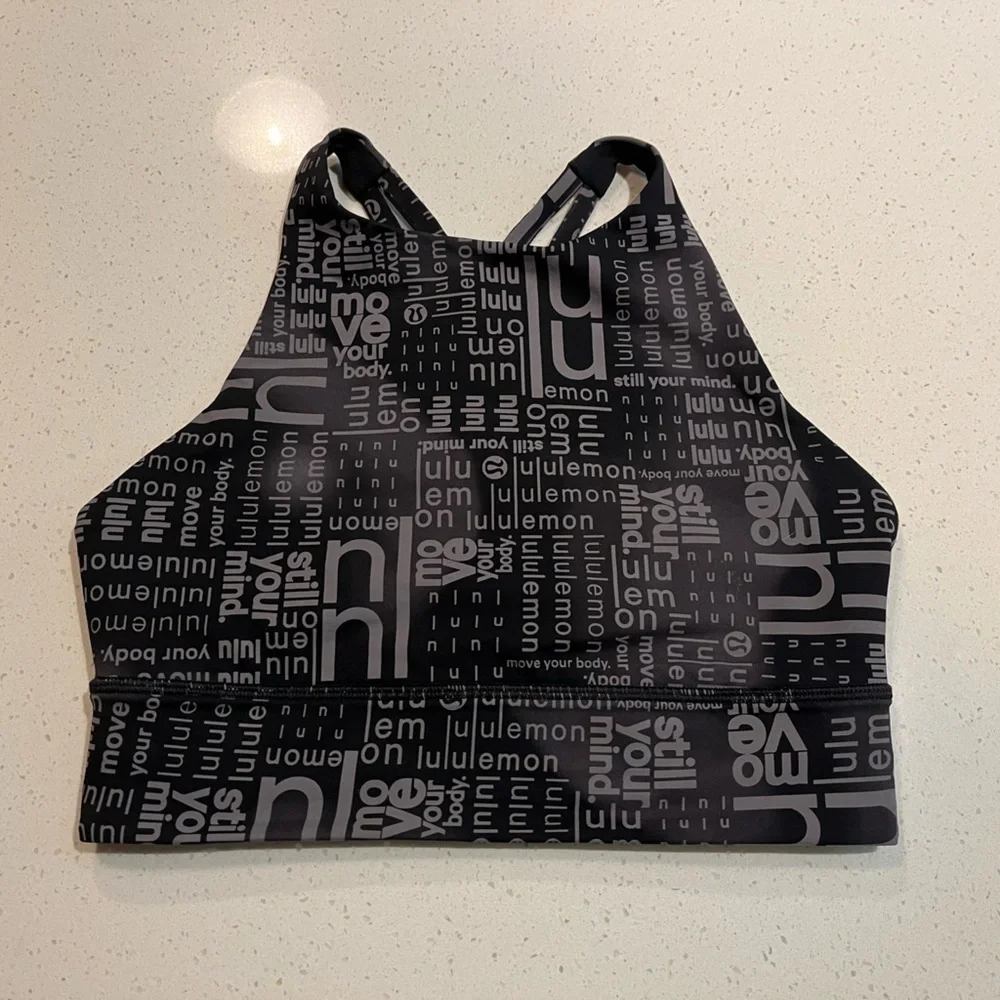 Lululemon Energy High-Neck Longline Bra in Lululemon Ombre Black Multi Size 6